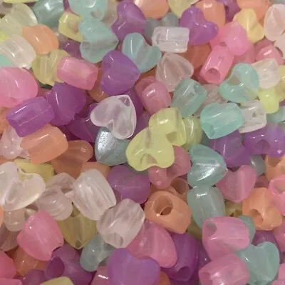 £1.99 • Buy  50 X Mixed Acrylic Transparent Heart Spacer Beads 12mm Jewellery Making C6