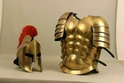 Medieval Roman Spartan Muscle Jacket With Spartan Helmet Set: Half Body Armor • $248.39