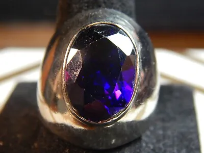 Men's 925 Silver Stunning Huge Purple Stone Size 9.75 UK T 15 Grams • $56.88