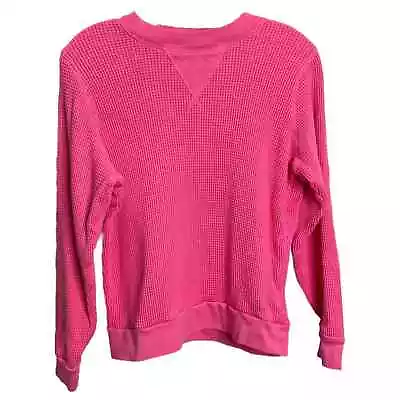 J. Crew Women's Sweater Pullover Long Sleeve Pink Waffle Knit 100% Cotton Size M • $20