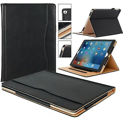  Genuine Leather BLACK TAN Smart Stand Case Cover For Apple Ipad 10.2  Air2 9.7 • £8.49