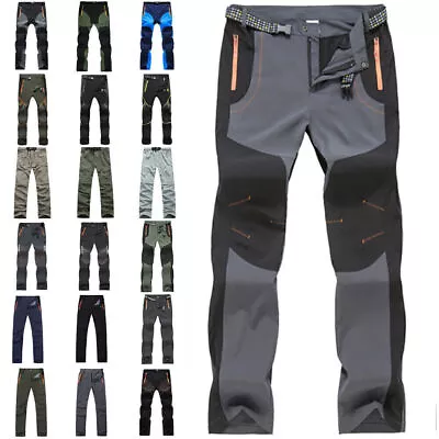 Mens Shell Cargo Soft Trousers Outdoor Hiking Walking Combat Work Pants Bottoms • £23.16