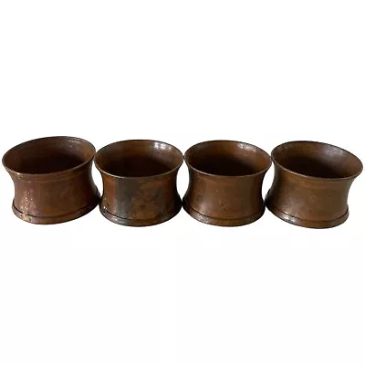 Vintage Brass Copper Rustic Handcrafted Napkin Rings Set Of 4 Farmhouse Country • $20.69