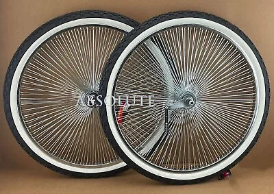 Vintage Lowrider 26  144 Spoke Chrome Dayton Rim Set W/ Whitewall Knobby Tires. • $216.79