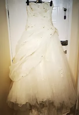 Mori Lee By Madeline Gardner Ivory Wedding Dress Size 10 W/back Panel  • £190