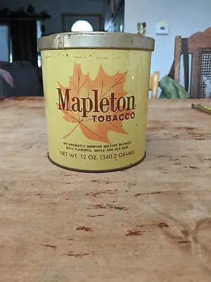 Vintage Primitive Tobacco Tin. Mapleton Tobacco Screw Top Maple Leaf • $25
