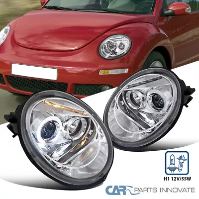 Projector Headlights Fits 1998-2005 VW Volkswagen Beetle LED Halo Left+Right • $170.95