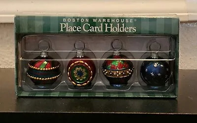Vintage Boston Warehouse Christmas Luster Ornaments Place Cards Holders 4 Pack • $17.52