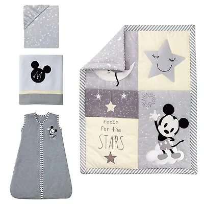 Lambs & Ivy Mickey Mouse 4 Piece Crib Bedding Set Gray - New (Cotton/Polyester) • $95
