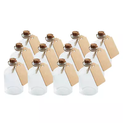 12pcs Clear Glass Bottles With Cork Stoppers Mini Small Jars Vials Wedding Favor • £5.95