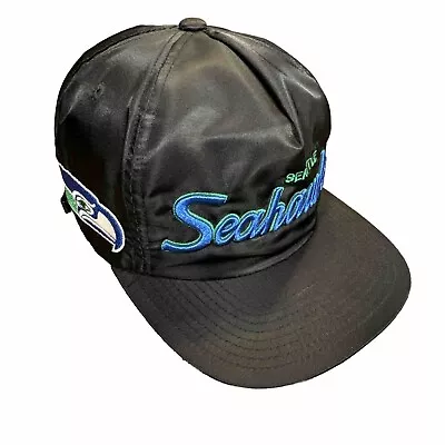 Seattle Seahawks NFL Mitchell & Ness Vintage Strapback Hat Cap Black Nylon • $18.77