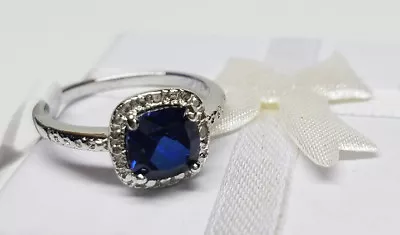 Genuine 925 Sterling Silver 1/4 Ct Lab Created Sapphire Ring Size 7 Ladies NWT • $49.99