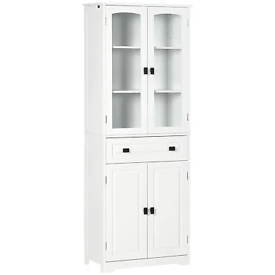 £134.99 • Buy HOMCOM Kitchen Cupboard Storage Cabinet Adjustable Shelves, Glass Door, 160cm