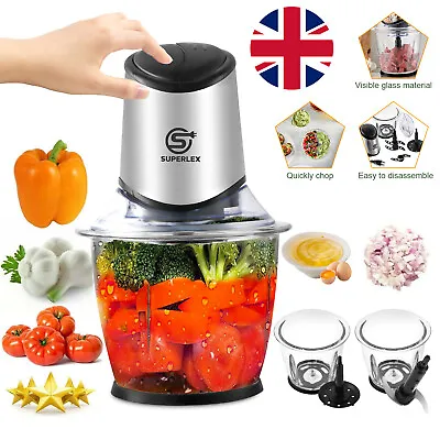 Mini Chopper Electric Blender& Food Processor Glass Mixer Garlic Spices Grinder • £25.68