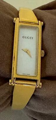 GUCCI 1500L Watch Gold Shell Dial Swiss Rectangle Womens Watch Vintage Pre-0wned • $100