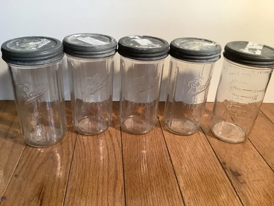 $29.99 • Buy Lot Of 5 Vintage Ball Refrigerator Freezer Jars With Zinc Lids 22 Oz Lot #2