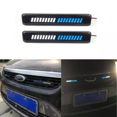 2x Universal Car LED Front Grille Trim Light Emblem Illuminated Running Lamp Bar • $25.99