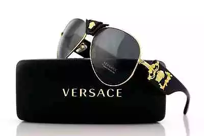 $329.95 • Buy NEW LTD Edtn VERSACE Runway Aviator Black Gold Metal Sunglasses VE 2150Q 1002/87