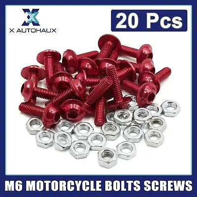 £8.73 • Buy 20pcs M6 Red Aluminum Alloy Hex Socket Head Motorcycle Fairing Bolts Screws Nuts
