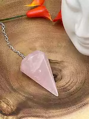 Rose Quartz Pendulum With Silver Plated Chain | Healing Dowsing Energy Balancing • $9.95