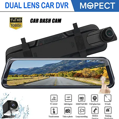$61.89 • Buy MOPECT Dash Camera Front Rear View Car Camera Mirror Reversing Camera G-Sensor