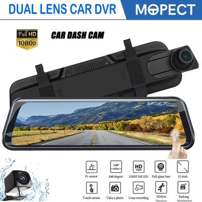 $61.89 • Buy MOPECT Dash Camera Front Rear View Car Camera Mirror Reversing Camera G-Sensor