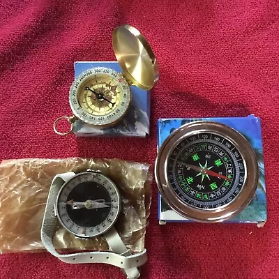 Lot Of 3 Vintage Style Pocket Compass In Original Packaging / Working • $12.95