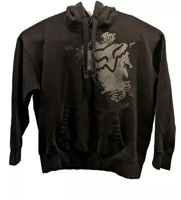 Vintage Fox Racing Sweatshirt Black Distressed Hoodie Hooded Sweatshirt 2XL • $39.95