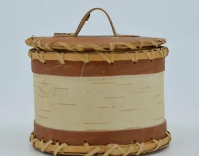 Vintage Ojibwe Birchbark Covered Basket Made In Minnesota 3.5  Tall X 4  Wide • $63.41