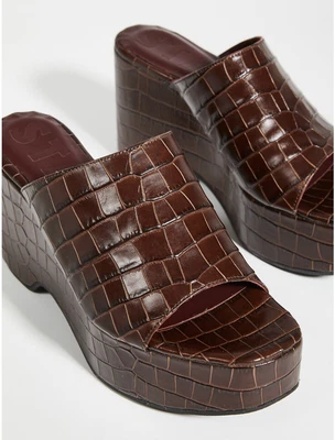 $139.90 • Buy Staud Croc Print Leather Platform Sandals Shoes 39 