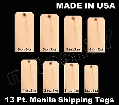 100 Manila 13 Pt. Inventory Shipping Hang Price Tags PRE- WIRED #12345678 • $12.49