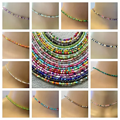 Fine Seed Bead Choker Necklaces Video Boho Miyuki Festival Beach Holiday Hippie • £4.25