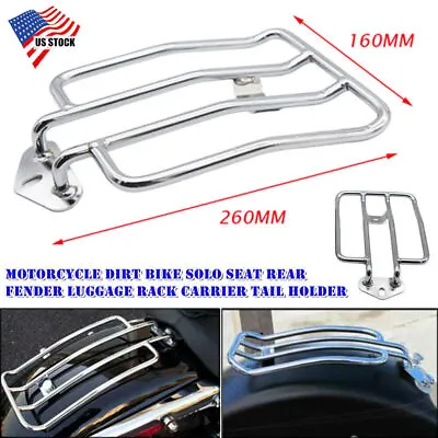 Chrome Motorcycle Luggage Rear Fender Rack Support Shelf Fits Rear Solo Seat Kit • $23.18
