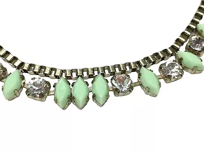 J Crew Factory Mint Green Rhinestone Statement Chain Necklace New With Tag 18” • $6.80