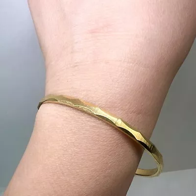 Vintage Monet Signed Gold Tone Textured Etched Thin Bangle Bracelet Nice! • $14.75