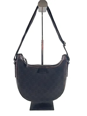 Gucci GG Canvas Shoulder Bag Handbag 101682 Leather Dark Brown Hobo Half Moon • $182.16