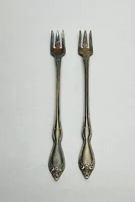 Set Of 2 Vintage Oneida Silver Plate Pickle Cocktail Forks  WM A ROGERS Patina • $16