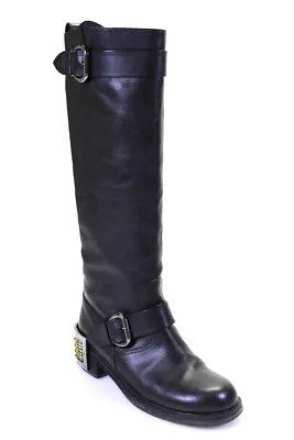 Giuseppe Zanotti Design Womens Crystal Heel Knee High Boots Black Leather 38 • $145.19
