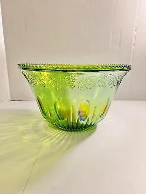 Vintage Indiana Green Carnival Glass Grape Punch Bowl- Bowl ONLY READ DES • $25