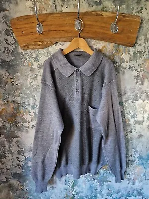 Mens Italian Maglieria Diclem Vintage 90's Grey Winter Wool Cosby Knit Jumper L • £21.99