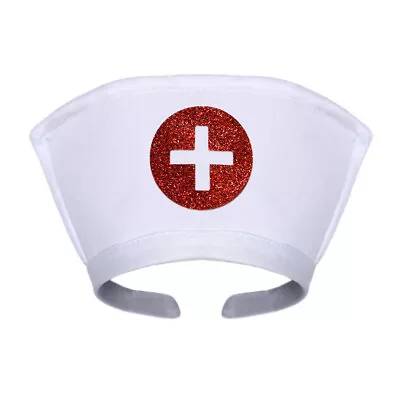 White Nurse Hat Headband With Cross - Halloween Cosplay Costume Party Dress Up • $5.95