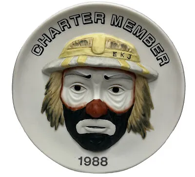 Emmett Kelly Jr Signed Flambro 1988 Charter Member Vtg Plate ~ Self Standing • $19.87