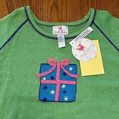 Quacker Factory 3X NEW Solid Green Xmas Sweater Present Gift Box • $24.99