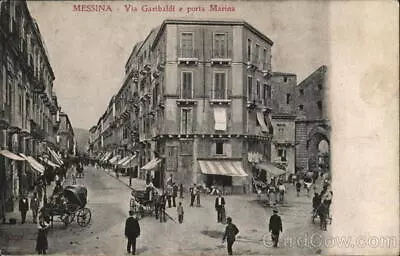 Italy Messina Via Garibaldi E Porta Marina Postcard Vintage Post Card • $9.99