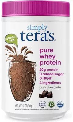 Simply Tera's Pure Whey Protein Powder - 12oz - Dark Chocolate - Exp: 11/2024 • $19.59