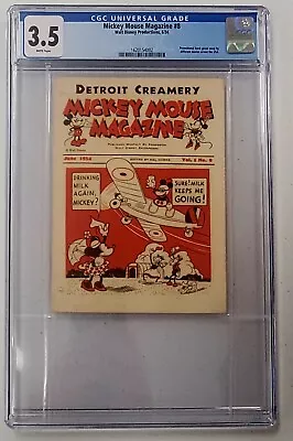 1934 Mickey Mouse Magazine Vol 1 No 8 Cgc Graded Detroit Dairy Giveaway 1 Rare 2 • $1500