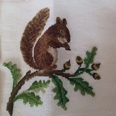 2 VTG Scovill Dritz Squirrel Needlepoint 12 X 12” Made In Madeira Not Completed  • $99.95