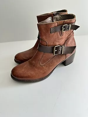 MOMA 39 Double Buckle Ankle Boots Brown And Cognac Tan Leather $395 Made Italy • $79.90