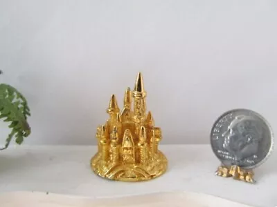 Vintage Disney Castle Figurine Gold Plated Made In Spain   Dollhouse Miniature • $29.90