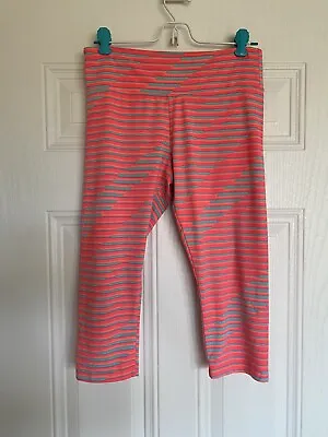 Marika Tek Capri Orange And Blue Striped Leggings Yoga Pants -M  • $3.99